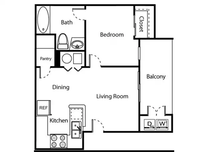 1-Bedroom Market floor plan